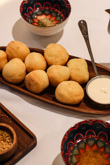 kazakh cuisine with traditional bread and tea