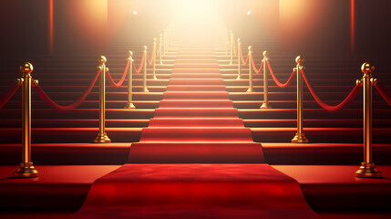 Red carpet staircase background, VIP entrance, night award ceremony