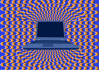 laptop in optical illusion