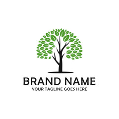 Abstract vibrant tree logo design, vector