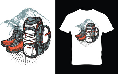 Outdoor at the mountain retro print design for t shirt and others. Camping beside of lake graphic artwork. Explore more print design.