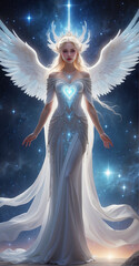Celestial anime style angelic woman