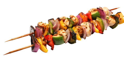grilled vegetable skewer, vegetarian, vegan, barbecue, BBQ, isolated
