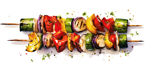 grilled vegetable skewer, vegetarian, vegan, barbecue, BBQ, isolated