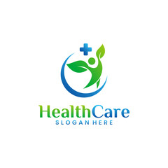 Abstract round logo with happy human silhouette. template design