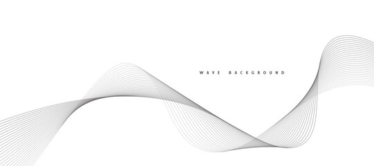 Abstract wave element for design. Digital frequency track equalizer. Stylized line art background. Vector illustration. Wave with lines created using blend tool. Curved wavy line, smooth stripe.