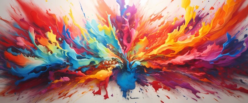 The canvas bursts with explosive bursts of color, as if a supernova of creativity has erupted into a visually stunning spectacle.