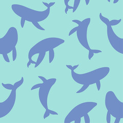 seamless whale silhouette pattern vector