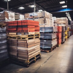 cartons stacked in a warehouse
