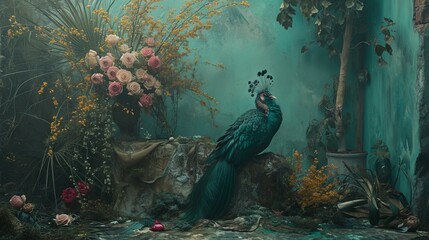 peacock in the woods