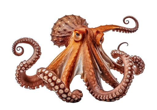 Krake, Octopoda, Octopus, freigestellt vor transparentem Hintergrund, Generative AI