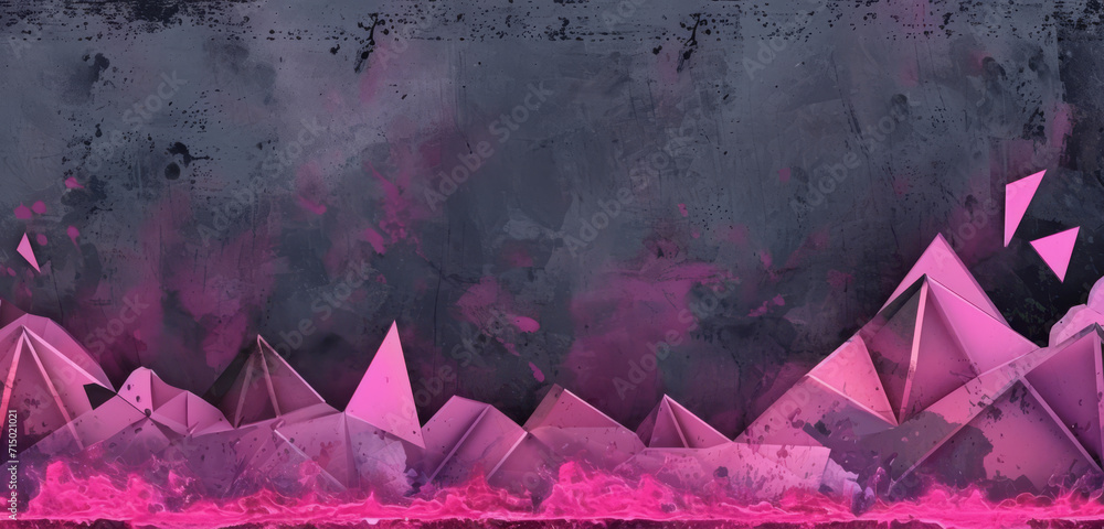 Poster Neon pink shards rising from a grungy base.