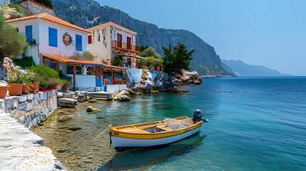 Fototapeta premium boat in a bay in greece