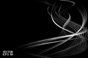 Abstract Black and White Pattern with Waves. Striped Linear Texture. Vector. 3D Illustration