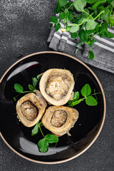 beef bones bone marrow food fresh healthy eating cooking appetizer meal food snack on the table copy space food background rustic top view