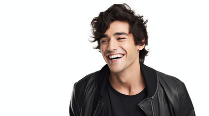 good looking  man laughing and smiling. isolated on white background