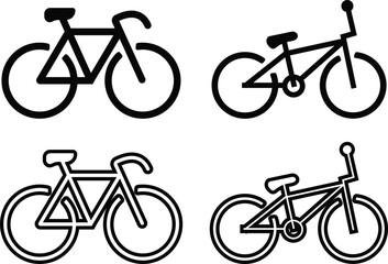 Simple Bicycle Icon in flat, line trendy style set. isolated on transparent background. use for sports Riding, racing symbol Contains such Bike Parking. vector for apps and website