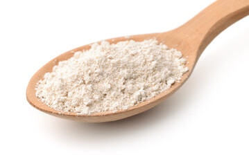 Fototapeta na wymiar Wooden spoon of gluten free oat flour