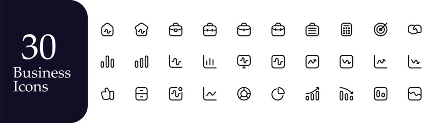 Finance and business icons collection. Big UI icon set in a flat design. Thin icons pack. Editable vector