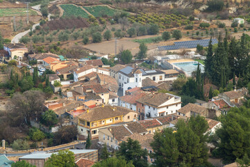 Landscape with a village, in Carricola, Valencia (Spain)