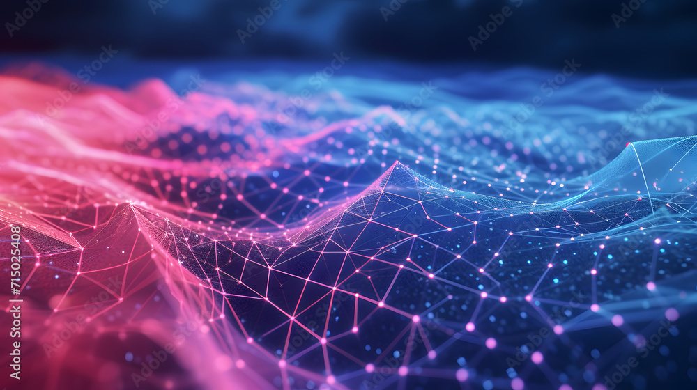 Poster 3d illustration, concept image. embossed mesh representing internet connections in cloud computing.,