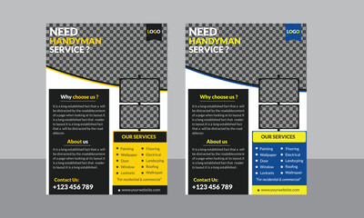 Handyman home repair Flyer, presentation vector illustration, handyman Flyer design template