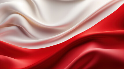Poland flag with fabric texture, abstract wavy background for patriotic or holiday design