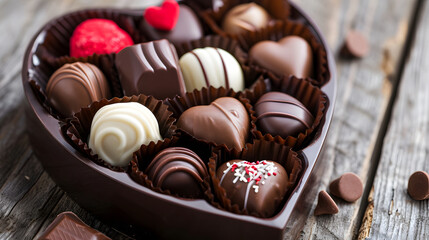 Assorted Luxury Chocolates in Heart Shaped Box for Valentine's Day