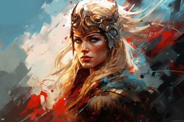 viking, female warrior, girl in the armor. powerful and emotive portraiture. celtic art. a hand-drawn sketch.