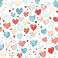 seamless pattern with colorful hearts on a white background