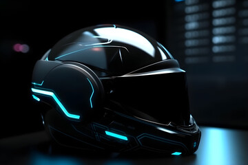 Futuristic biker helmet, futuristic background