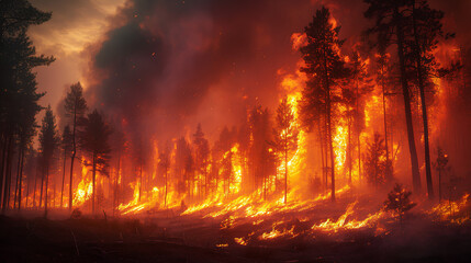 Forest fire in progress