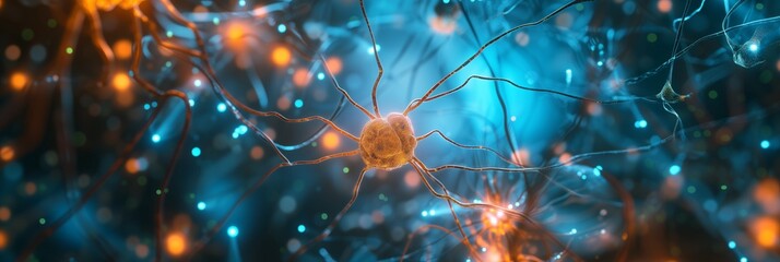 Neurons abstract background - AI Generated - obrazy, fototapety, plakaty