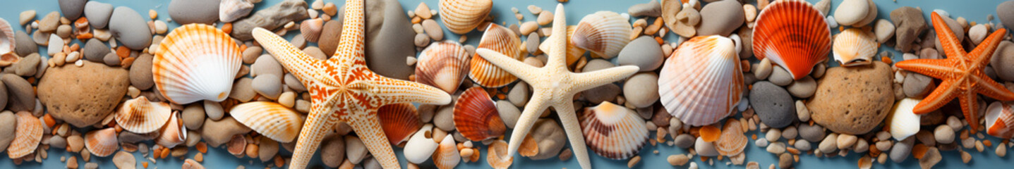 Top-Down Shot of Beach Sand, Sea Stones, and Shells