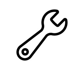 Wrench icon. Simple wrench black line illustration.