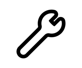 Wrench icon. Simple wrench black line illustration.