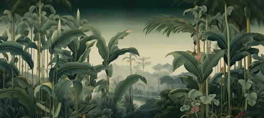 Foto op Plexiglas A Chinese painting depicting short banana trees © Suzy