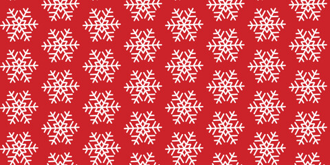 Winter seamless pattern with white snowflakes on red background. Vector illustration for fabric, textile wallpaper, posters, gift wrapping paper. Christmas vector illustration. Falling snow