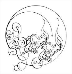 Diwali Diya Pen Ink Style M_2401001