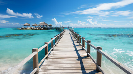 Fototapeta premium Serene Seascape on a Luxurious Vacation. Beautiful Beachside View