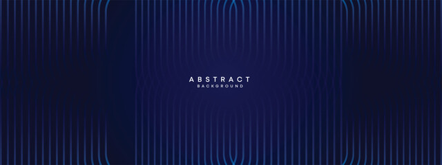 Obraz premium Abstract Dark Navy Blue Waving circles lines Technology Background. Modern gradient with glowing lines shiny geometric shape and diagonal, for brochure, cover, poster, banner, website, header