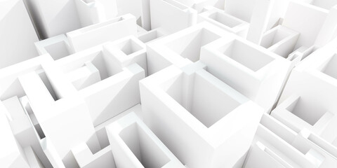 3D White Maze - Intricate Puzzle Pathway for Problem Solving and Fun 3d render illustration