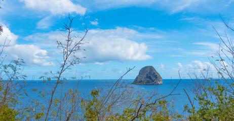 Vue de l'île du Diamant en Martinique dans la mer des Caraïbes. Antilles Françaises.	