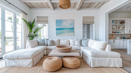 Luxurious Living Room Retreat. Home Harmony. Coastal Apartment