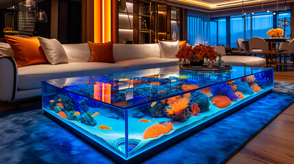 Coffee Table Aquarium.Interior Oasis with Fish