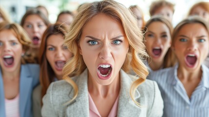 Group of women expressing shock and surprise
