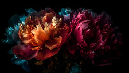 abstract flower of peonies of deep and bright colors