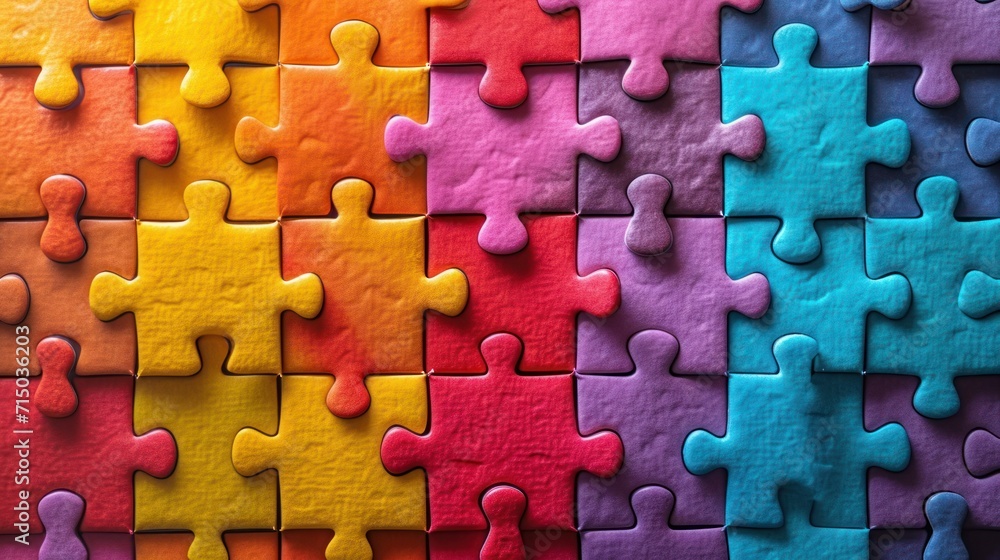 Poster a colorful jigsaw puzzle piece on a black background the puzzle pieces are arranged in a way that su