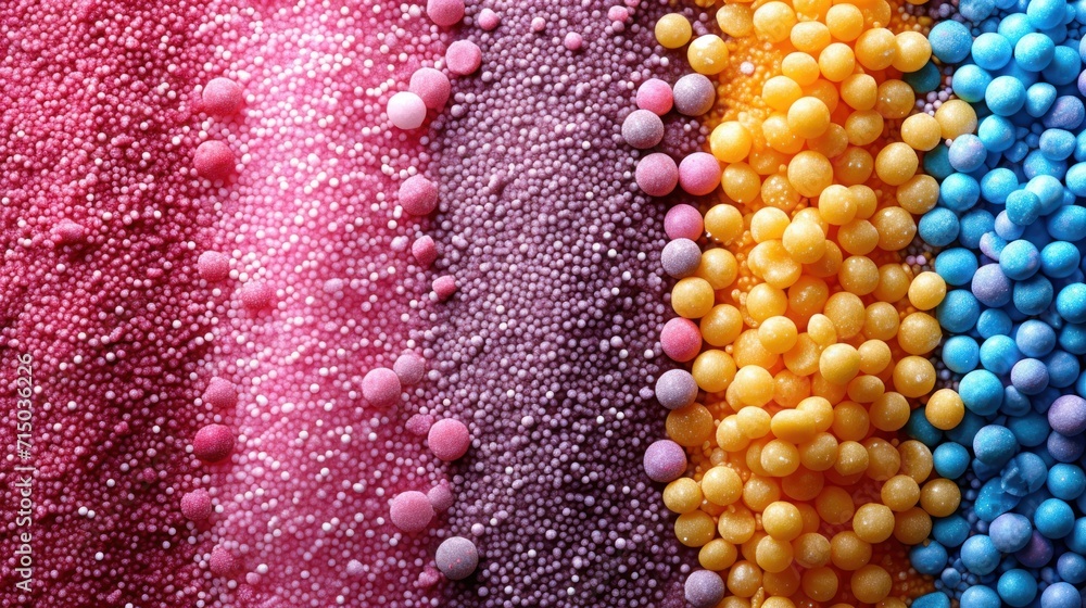 Aufkleber a close up of a bunch of different colored candies on a table with a background of other colored can