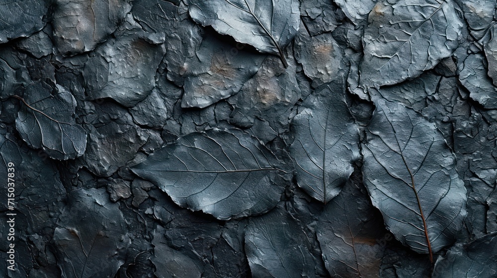 Poster a close up of a tree trunk with a leaf on it's side and another leaf on the other side of the tree t